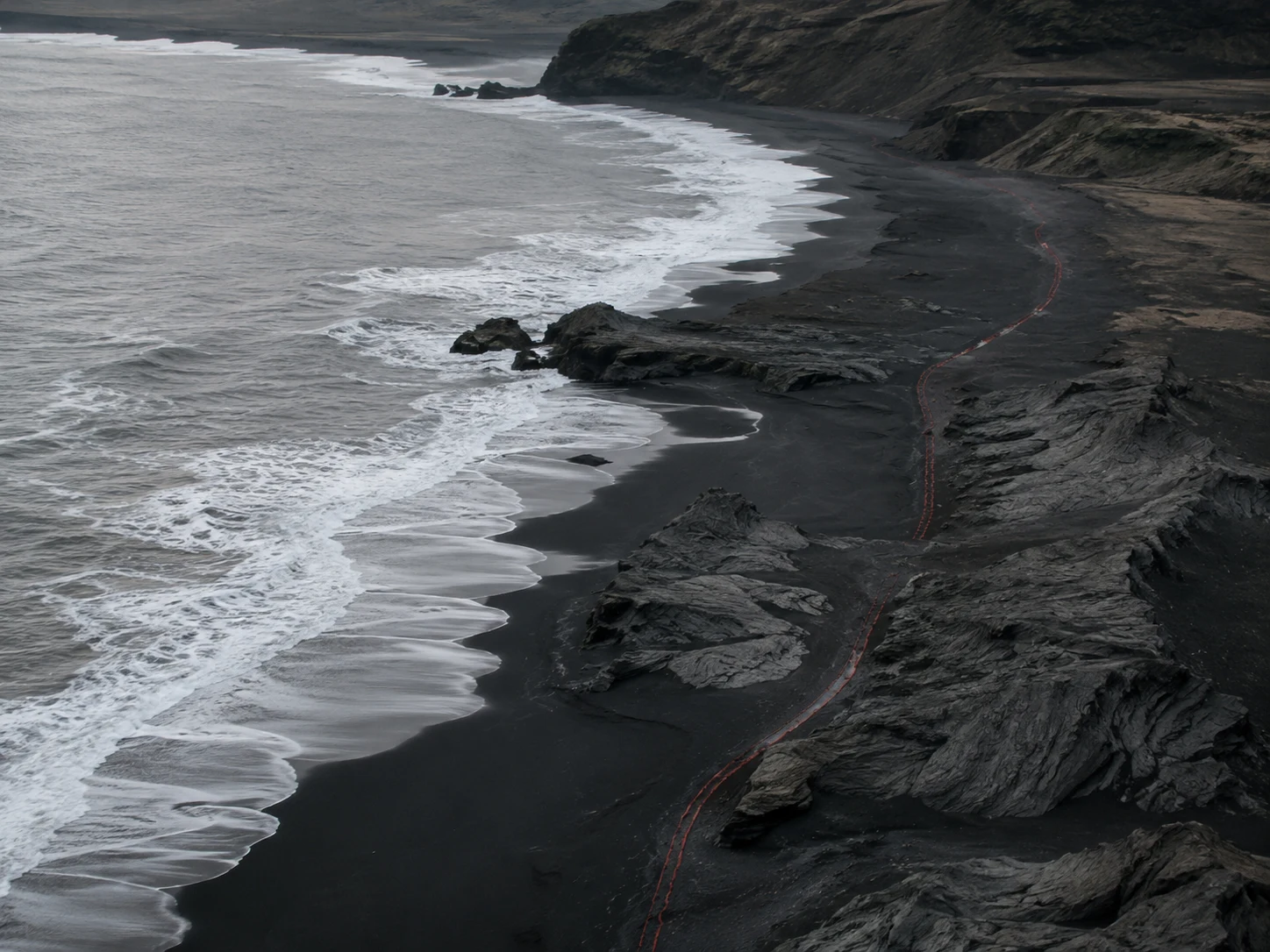 Aerial surf beach red trail