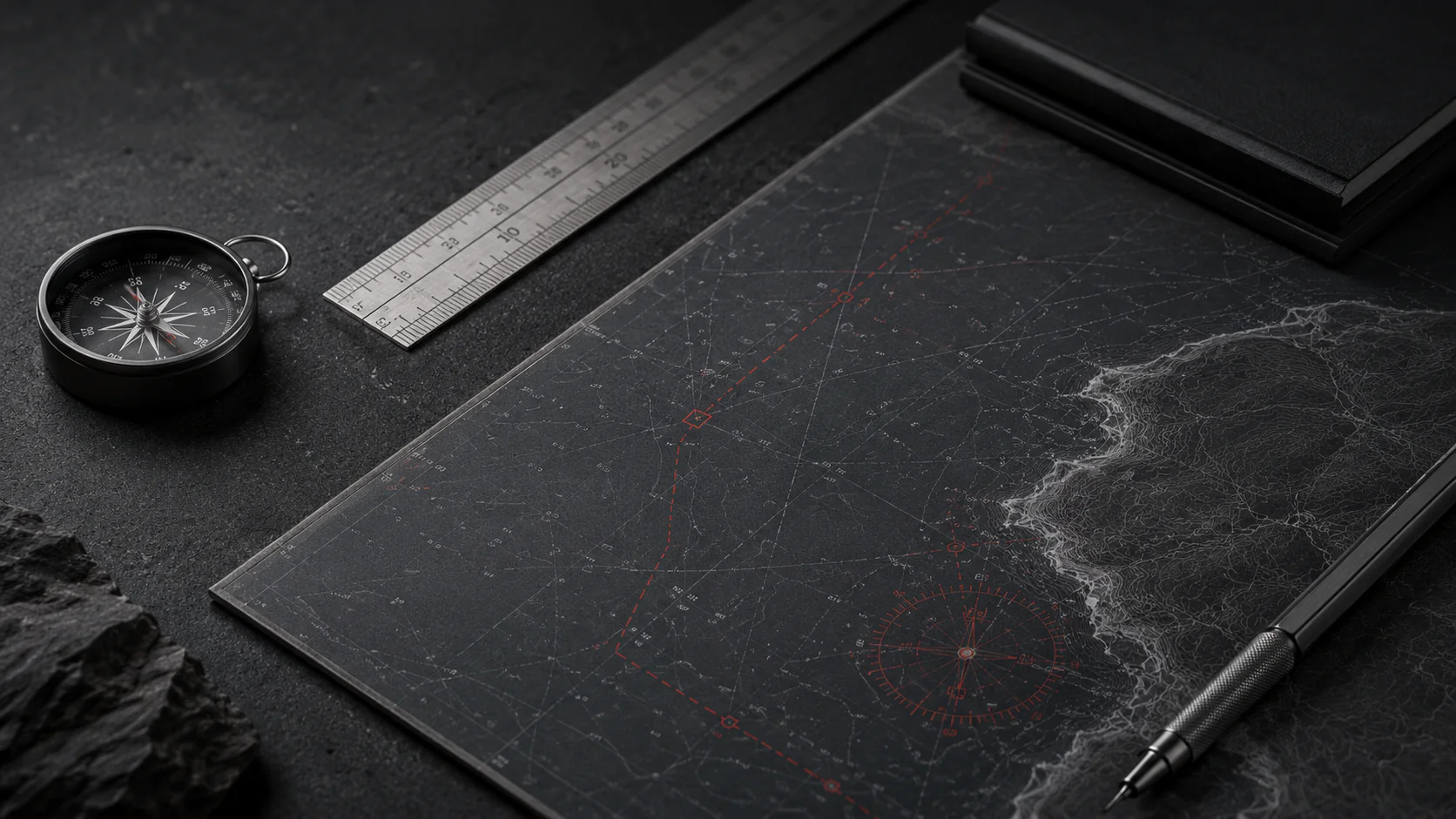 Compass rule slate desk