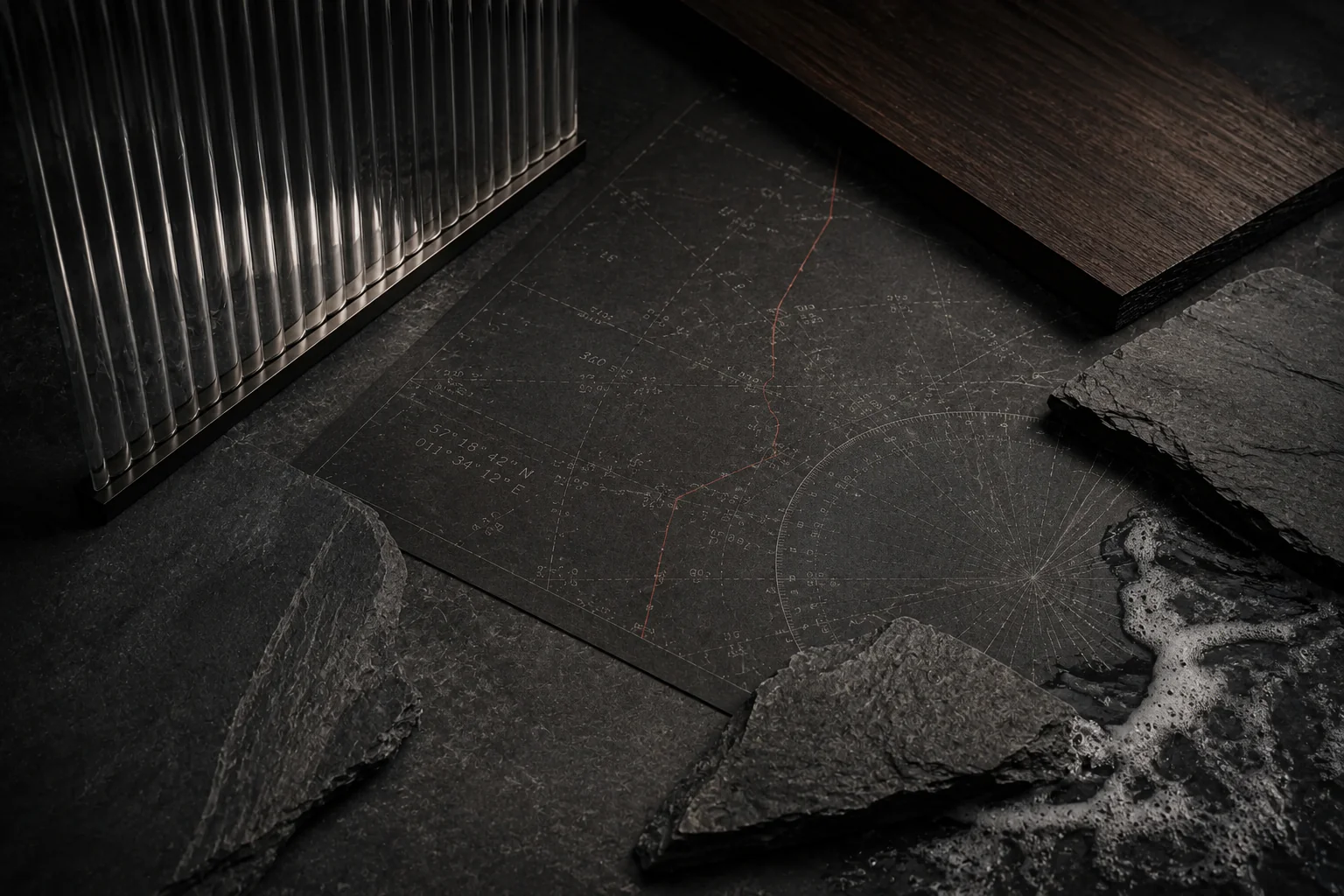 Fluted glass wood slate materials