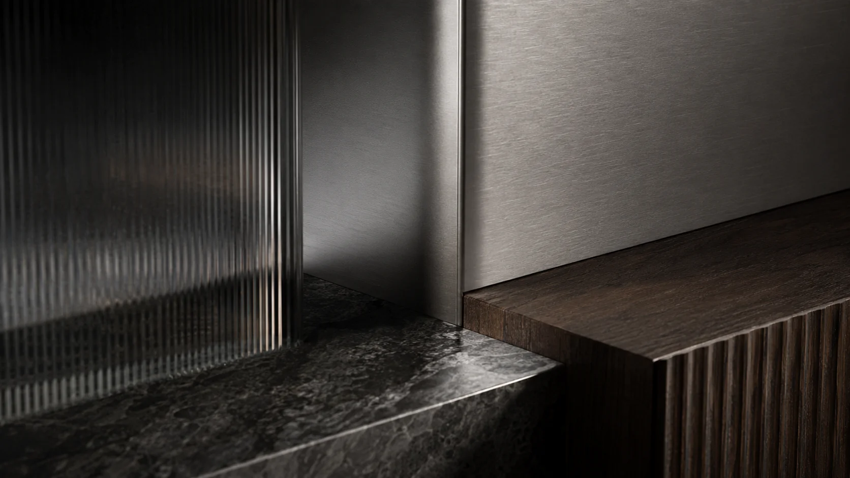 Interior fluted glass walnut