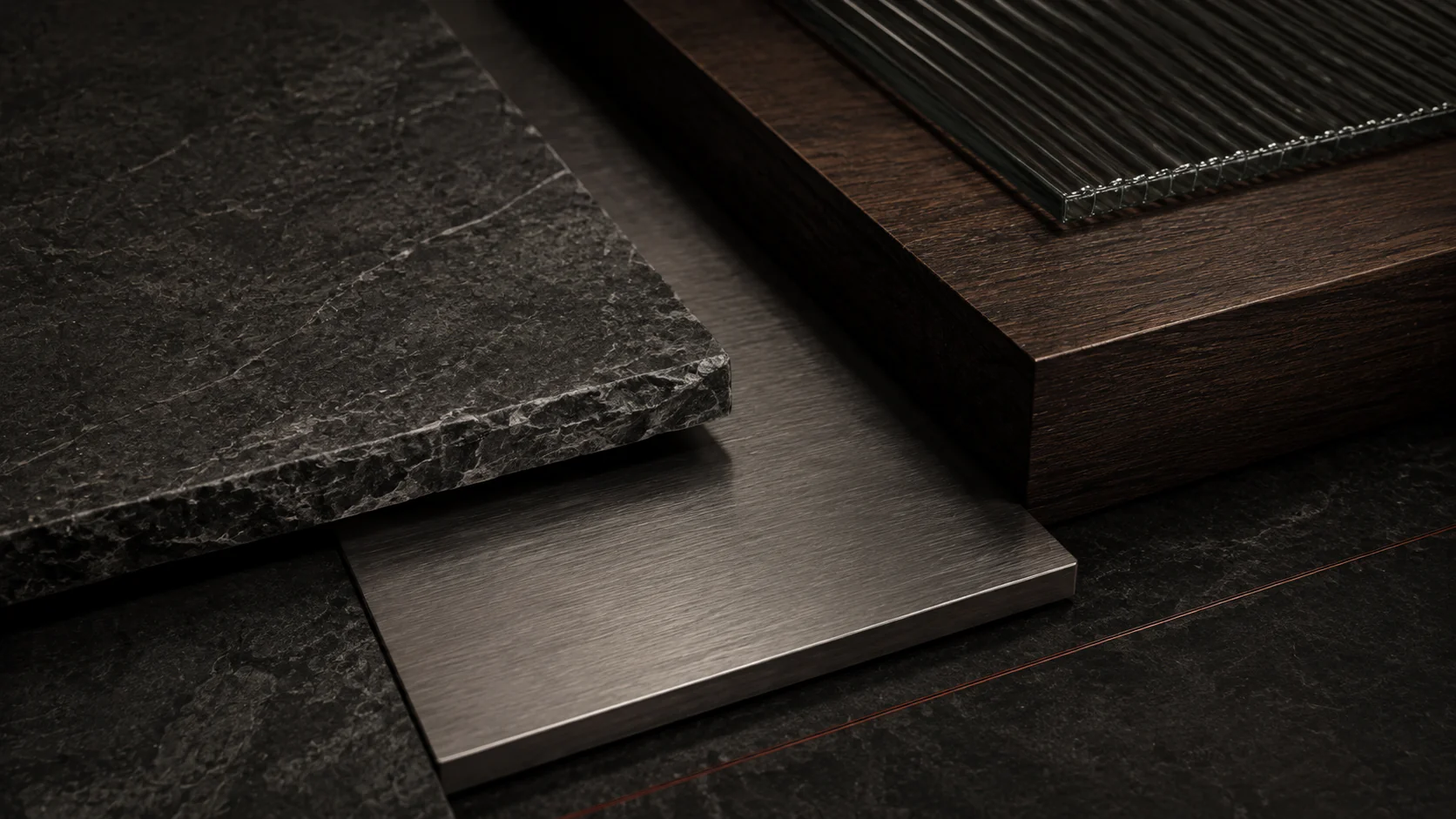 Material samples slate metal fluted
